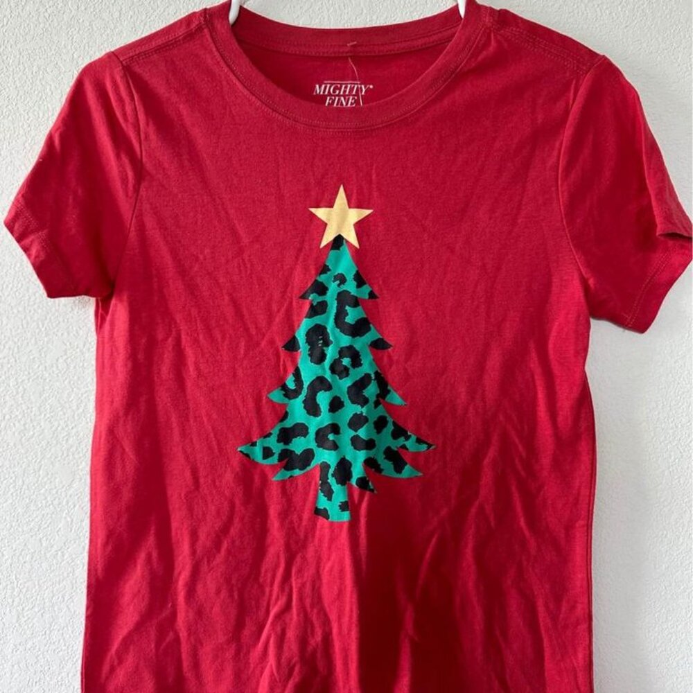 NWT Women's Mighty Fine Christmas Tree Graphic T Shirt sz S